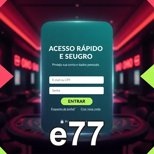 Tela da plataforma e77 no celular com acesso leve